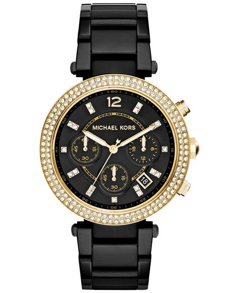 black and silver michael kors watch women& 39|Michael Kors Watch size.